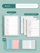A4 B5 Yenilenebilir Kağıt Defter - B5 - 1 Beyaz Kapağı + 2 Kare + 1 Kare (Toplam 360 Sayfa) - 1