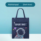 Çocuklar için Tuval Sanat Portföyü Çanta - Astronot Koyu Mavi - 1