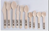 Tek Kullanımlık Ahşap Çatal Bıçak Seti - 9.6cm Uçlu Kaşık - Beyaz Kağıt Paket 100 - 10