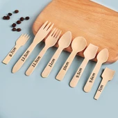 Tek Kullanımlık Ahşap Çatal Bıçak Seti - 7cm Ahşap Kürek - Toplu 100 - 3
