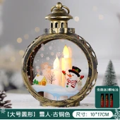 Noel Işıklı Kar Müzik Kutusu - Büyük Yuvarlak Kardan Adam - Bronz - 1