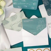 DIY Sanatsal Tebrik Kartları - Yeşil Taze Bitki - 6 Zarf ve Mühürleme Çıkartması thumbnail 5