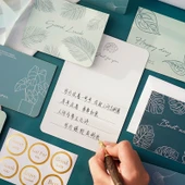 DIY Sanatsal Tebrik Kartları - Yeşil Taze Bitki - 6 Zarf ve Mühürleme Çıkartması thumbnail 4