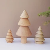 Ahşap Noel Ağacı DIY Boyama Graffiti Oyuncak Süs - Kayın 7cm - 8