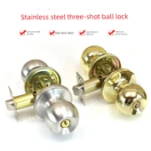 Küresel Kolu Kapı Kilidi - Altın - 5-7cm Kapı Kalınlığı - Anahtarlı thumbnail 3