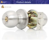 Küresel Kolu Kapı Kilidi - Altın - 5-7cm Kapı Kalınlığı - Anahtarlı thumbnail 6