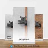 Hareketli Monitör 10-27" TV Duvar Askı Aparatı 2 Kollu 8KG Taşıma Evrensel Braket - 6