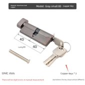 Evrensel 70mm Uzun Kapı Kolu Koruyucu - Yuvarlak Buton Küçük 90 Gri Alüminyum Kasa Bakır İç Çekirdek, 35-45mm Kapı Kalınlığı - 1