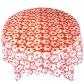 Kare Tek Kullanımlık Masa Örtüsü - Kırmızı Peony - 1.6x1.6 Metre - Model 1 - 11