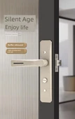 Kalınlaştırılmış Siyah Panel -45mm Sessiz Kilit, Universal Alaşım Banyo Kapı Kilidi - 6