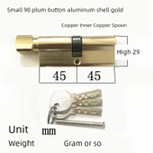 Evrensel 70mm Uzun Kapı Kolu Koruyucu - Erik Butonu Küçük 90 Altın Alüminyum Kasa Bakır İç Çekirdek, 35-45mm Kapı Kalınlığı thumbnail 1