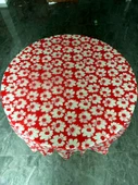 Kare Tek Kullanımlık Masa Örtüsü - Kırmızı Peony - 1.8x1.8 Metre - Model 1 - 2