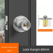 Evrensel Küresel Kapı Kilidi - Kalınlaştırılmış Paslanmaz Çelik, 60mm Kilit Marjı, Bakır Silindir - 1
