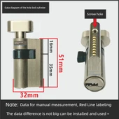 Kapı Kilidi Silindiri - 5 Bakır Kaşık Tam Bakır - 51mm Yan Delik - (Model 2) - 9