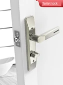 Banyo Kapı Kilidi - Kalın Düz Siyah - 110 Delik - 30 mm Sessiz Dili - 2
