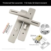 Banyo Kapı Kilidi - Kalın Düz Kum Bej Nikel - 110 Delik - 30 mm Sessiz Dili - 1
