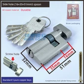 Kapı Kilidi Silindiri - 5 Bakır Kaşık Tam Bakır - 51mm Yan Delik - (Model 2) - 1