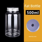 Şeffaf Plastik Pipet Kaşık Çatal Seti - Şişman Şişe 500ml Kapaklı - 100 Adet - 1