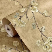 Retro Pastoral Avrupa 3D Çiçek Duvar Kağıdı - Açık Mavi-3 - 53cm x 3m thumbnail 2