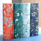 Retro Pastoral Avrupa 3D Çiçek Duvar Kağıdı - Açık Mavi-3 - 53cm x 3m thumbnail 3