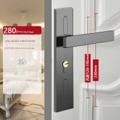 Sesiz İç Kapı Kilidi - 280 Siyah Ayarlanabilir Kulplu, 30-50mm Kapı, Anahtarlı - 1