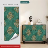Retro Pastoral Avrupa 3D Çiçek Duvar Kağıdı - Tavuskuşu Yeşili-1 - 53cm x 3m - 1