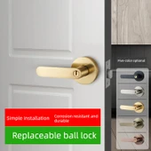 Küresel Kapı Kilidi - Çelik Renk + 3 Çelik Renk Hinge + Kapı Emici - 35-50mm Kapı Kalınlığı - 2