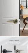 Küresel Kapı Kilidi - Altın Tel Çizimi + 3 Altın Hinge + Kapı Emici - 35-50mm Kapı Kalınlığı - 7