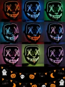 Halloween Parlak LED Maskesi - Ölüm Şeytanı Maskesi - Plastik - 21x17x8.5 cm - 8