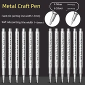 Metal Craft Renkli Kalem Seti - 12 Gümüş (6 sert ve 6 yumuşak) - 1