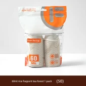 Yüksek Sıcaklık Dayanıklı Tek Kullanımlık Kung Fu Çay Bardağı - 60ml Pirinç Kabuğu Bardak 1 Paket (50 Adet) - 1