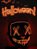 Halloween Parlak LED Maskesi - Ölüm Şeytanı Maskesi - Plastik - 21x17x8.5 cm - 5