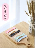 Tek Kullanımlık Plastik Dalgalı Çatal - Açık Pembe - 5 Adet - 7