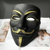 Cadılar Bayramı V for Vendetta Maskesi - Eyelinerlı Buzlu V/Beyaz - 3