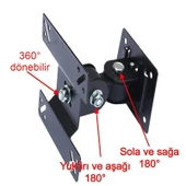 TV Askı Aparatı 14-24 Inc, Döner, Siyah - 3