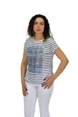 Kadın Kısa Kol Baskılı Bluz BGL-ST04696 - 3
