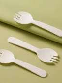 16cm Ahşap Çatal Kaşık + Peçete Kahverengi Paketleme - 2