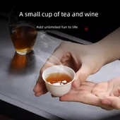 Tek Kullanımlık Pirinç Kabuğu Kung Fu Çay Fincanı - Krem Beyaz - 150 Adet thumbnail 5