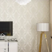 Avrupa Tarzı Dokuma Olmayan Kabartmalı Kendinden Yapışkanlı Duvar Kağıdı - 203 Açık Sarı - 3 m x 0.53 m - Büyük - 4