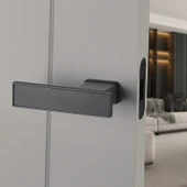 Modern Minimalist İç Kapı Kilidi - Gri Alaşım Yama, Hinge, Kapı Emici, 35-50mm, Anahtarlı - 3