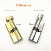 Kilit Silindiri - Küçük 90 - Çift Açık - Tüm Bakır - Altın thumbnail 6