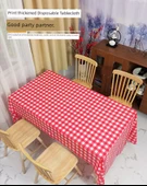 Tek Kullanımlık Kareli Masa Örtüsü - 1.6m x 1.6m Kırmızı - 10 Adet - 6