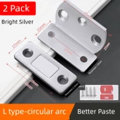 Paslanmaz Çelik Magnetik Kapı Kilidi - Sıradan Yay-L Tipi (parlak gümüş) 2 Paket - 35-50mm - 1