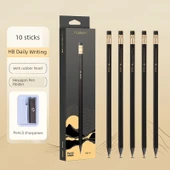 Siyah Altın Ahşap Kurşun Kalem HB - 10 Adet + Kalemtraş thumbnail 1