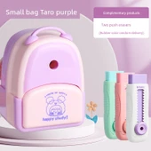 Küçük Okul Çantası - Taro Mor Kalemtraş - 2 Push Silgi ile - 1