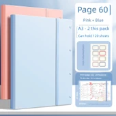 A3 Dosya Klasörü - [2 Paket] Pembe Mavi - 60 Sayfa Etiketli - 1