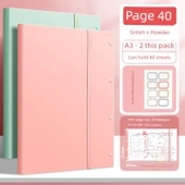 A3 Dosya Klasörü - [2 Paket] Yeşil Pudra - 40 Sayfa Etiketli - 1