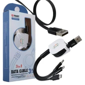 PowerMaster PM-26346 3 IN 1 Siyah Şarj Kablosu thumbnail 1