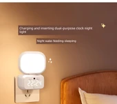 Uzaktan Kumandalı LED Gece Lambası - Monokrom Sıcak Işık - Saat Yok - 7