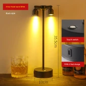 Şarjlı LED Bar Masa Lambası - Dimmer Anahtarı - Siyah A Dört Başlık Sıcak Beyaz Işık - 1